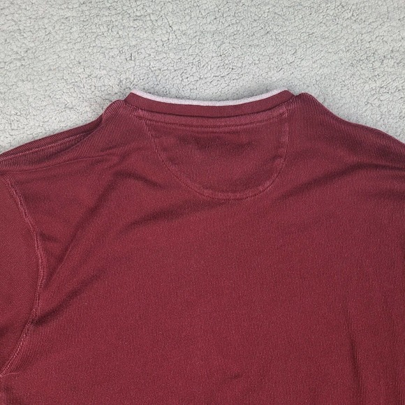 Chaps Ralph Lauren T-Shirt Men's Large Red Burgundy V Neck Long Sleeve Pullover - Picture 6 of 10